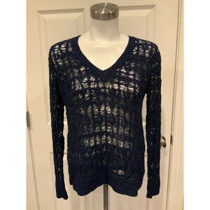 Rag & Bone Navy Blue Loose Knit V-Neck Sweater, Size XS